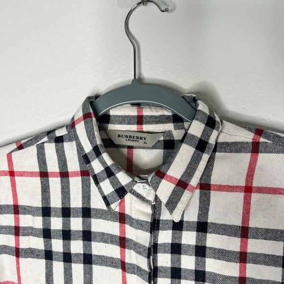 Burberry London Plaid Flannel Long Sleeve Button Up Shirt Logo Crest M - Picture 3 of 10